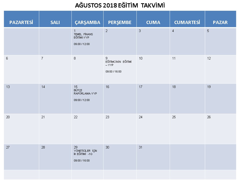 2018 Takvimleri
